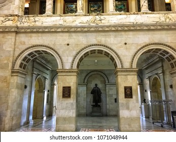 Boston,USA,8 May 2017; The Famous Statue Inside Of The Massachusetts State House Classic Interior Architecture Design