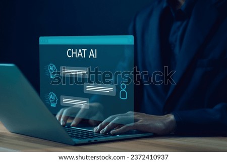 bot artificial intelligence open for customers, AI chat digital technology, business communication, and development of smart robot conversation. concept command prompt chatbot generates information