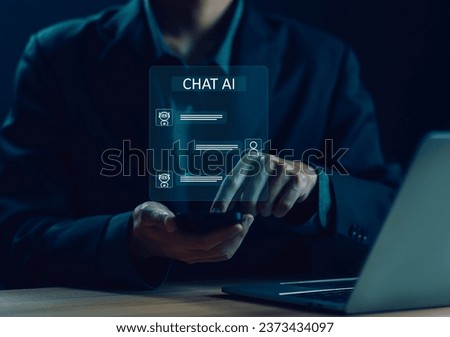 bot artificial intelligence open for customers, AI chat digital technology, business communication, and development of smart robot conversation. concept command prompt chatbot generates information