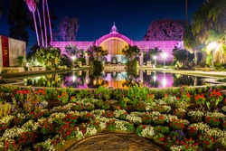 The Botanical Building And Lily Pond At Night, In Balboa Park, San Diego, California.