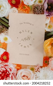 Botanical Wedding Invitation Card Mockup