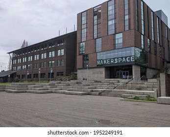 Bothell, WA USA - Circa April 2021: View Of Discovery Hall And MakerSpace At The University Of Washington Bothell Campus.