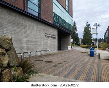 Bothell, WA USA - Circa April 2021: View Of Discovery Hall And MakerSpace At The University Of Washington Bothell Campus.