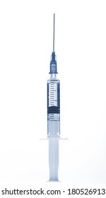  Botox, hualuronic, collagen or flu Syringe on a white background.