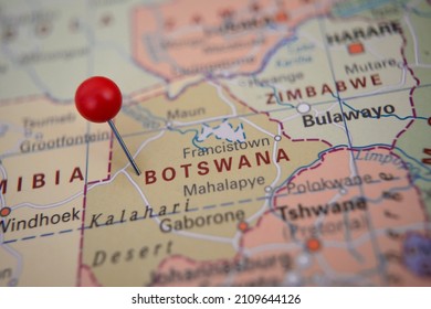 Botswana Marked On Map, Africa