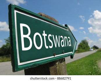 BOTSWANA Signpost Along A Rural Road