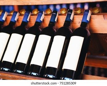 Bottel Of Wine On Shelf.