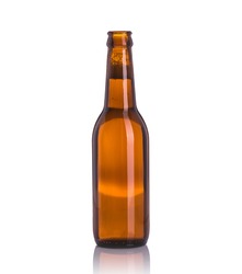 Bottle Of Beer Without Cap. Studio Shot Isolated On White Background