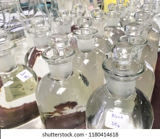 Bottle Of Biochemical Oxygen Demand Analysis In Laboratory. Water Samples From Wastewater Treatment Plant