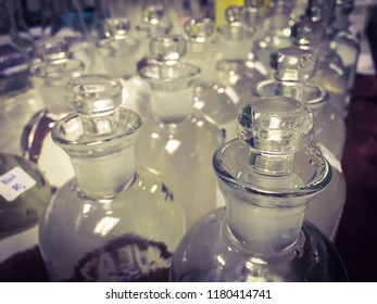 Bottle Of Biochemical Oxygen Demand Analysis In Laboratory. Water Samples From Wastewater Treatment Plant