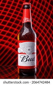 Bottle Bud Beer. American Lager First Introduced In 1876. MINSK, BELARUS, May 13, 2021