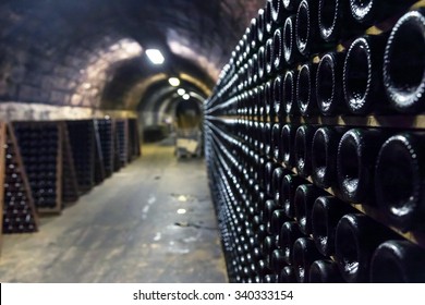 Bottle Of Champagne In The Cellar