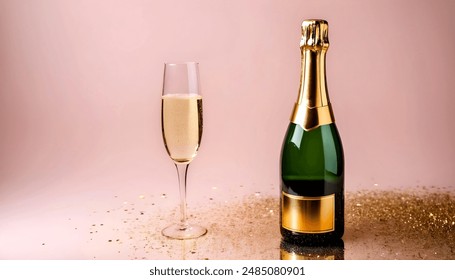 A bottle of champagne with a gold cap