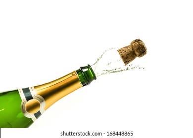 Bottle Of Champagne Popping At New Years Eve