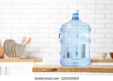 Bottle of clean water on counter in kitchen