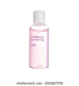 Bottle Of Cleansing Gel Isolated On White. Makeup Remover 