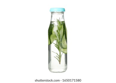 Bottle With Cucumber Water Isolated On White Background