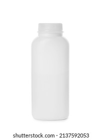 Bottle Of Dusting Powder Isolated On White, Space For Design. Baby Cosmetic Product