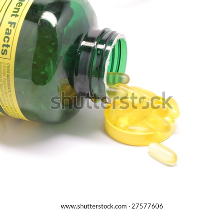 Bottle of fish oil pills