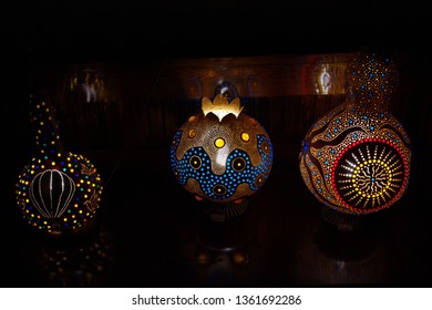 Bottle Gourd Lamp. Made Of Calabash, Decorative Lamps. Bottle Gourd