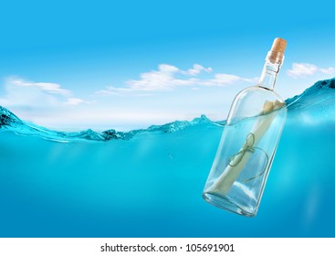 Bottle with a message - Shutterstock ID 105691901