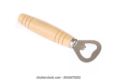 Bottle Opener Wood Handle Isolated On White Background