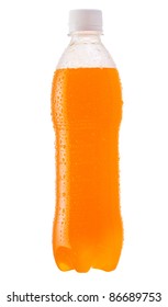 Bottle With Orange Soda On White Background