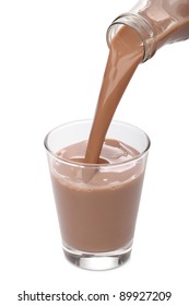 Bottle Pouring Milk Chocolate Into A Glass