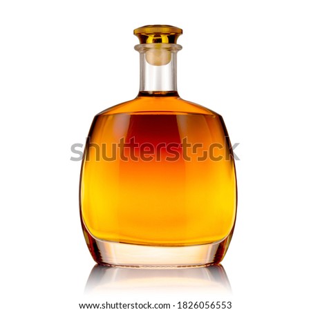 Bottle of premium alcohol, isolated on white background. Ideal for mock-up design.