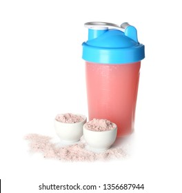 Bottle Of Protein Shake On White Background