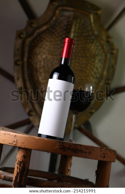 Bottle Red Wine Blank Label Template Stock Image Download Now