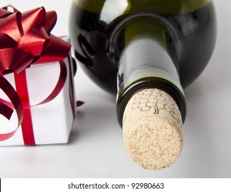 Bottle Of Red Wine And A Gift