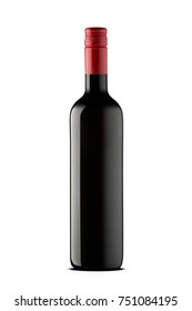 Bottle Of Red Wine Isolated In White Background