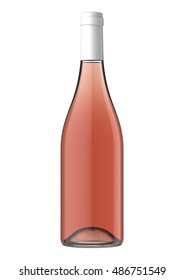 Bottle Of Rose Wine Isolated Over White Background