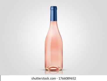 Bottle Of Rose Wine With White Background. Mock Up For Labels.