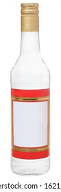 Bottle Of Russian Vodka With Blank Label On A White Background.