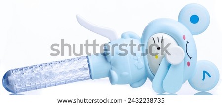 Bottle soap bubbles on white background isolation