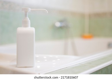 Bottle Soap With Dispenser Cosmetic Antiseptic Liquid In The Bathroom For Cleanliness And Hand Disinfection