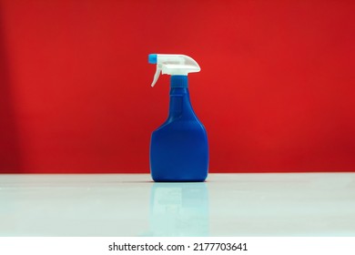 Bottle Spray Home Cleaning Red Background Stock Photo 2177703641 ...