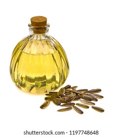 Bottle Of Sunflower Oil Isolated On White Background