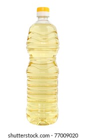 Bottle of vegetable oil for cooking isolated on white background with clipping path