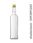 Bottle of vodka or gin isolated on white background. Hard liquor product presentation.