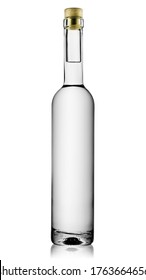 Bottle Of Vodka Or Gin Isolated On White Background, Clipping Path Included.