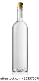 Bottle of vodka or gin isolated on white background, clipping path included.