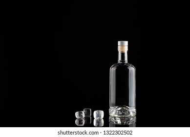 bottle of vodka on black background