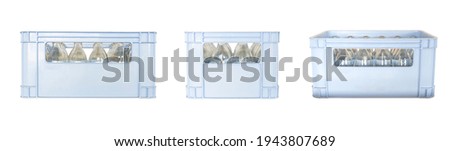 Bottle of water in a crate isolated on white background with clipping path