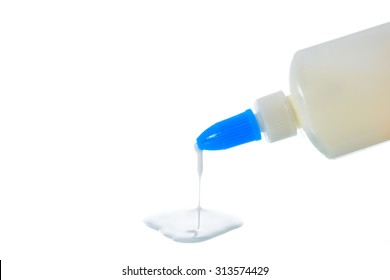 Bottle Of White Glue On White Background