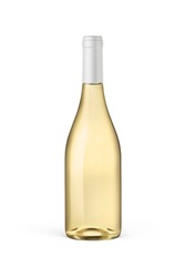 A Bottle Of White Wine Isolated On A Neutral Background For Mockup Presentation Projects.