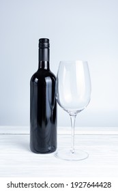 Bottle Of Wine And Glass On White