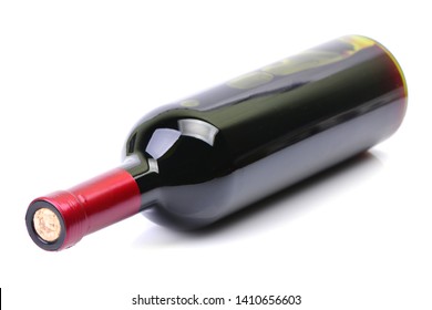 Bottle of wine on white background